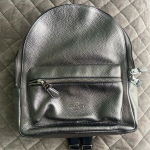 Coach Silver Quilted Backpack